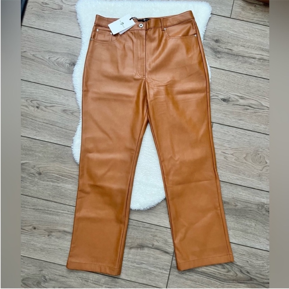 7 For All Mankind Camel Faux Leather Trousers